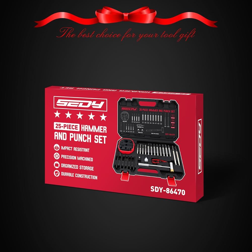Premium Pin Punch Hammer Set: 25-Piece Punch Set and Hammer